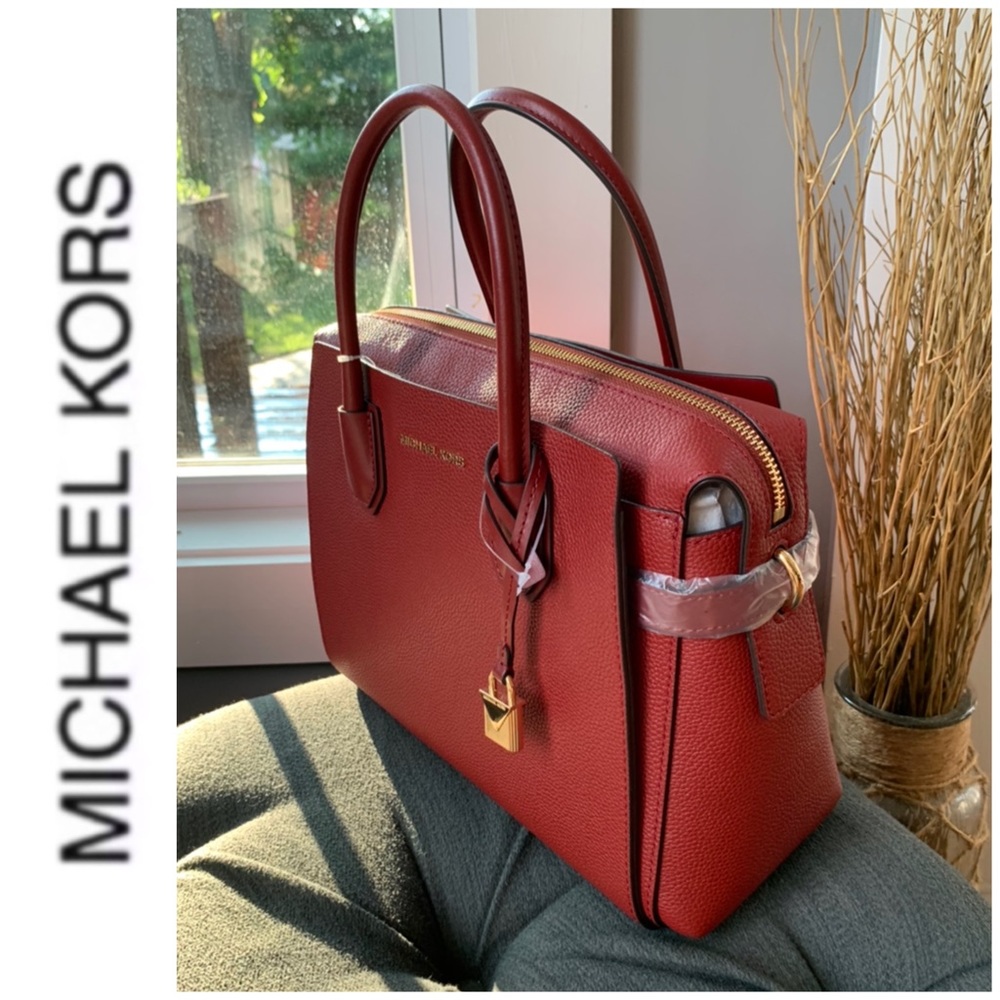 NWT authentic MK Mercer leather satchel brandy - Picture 3 of 6